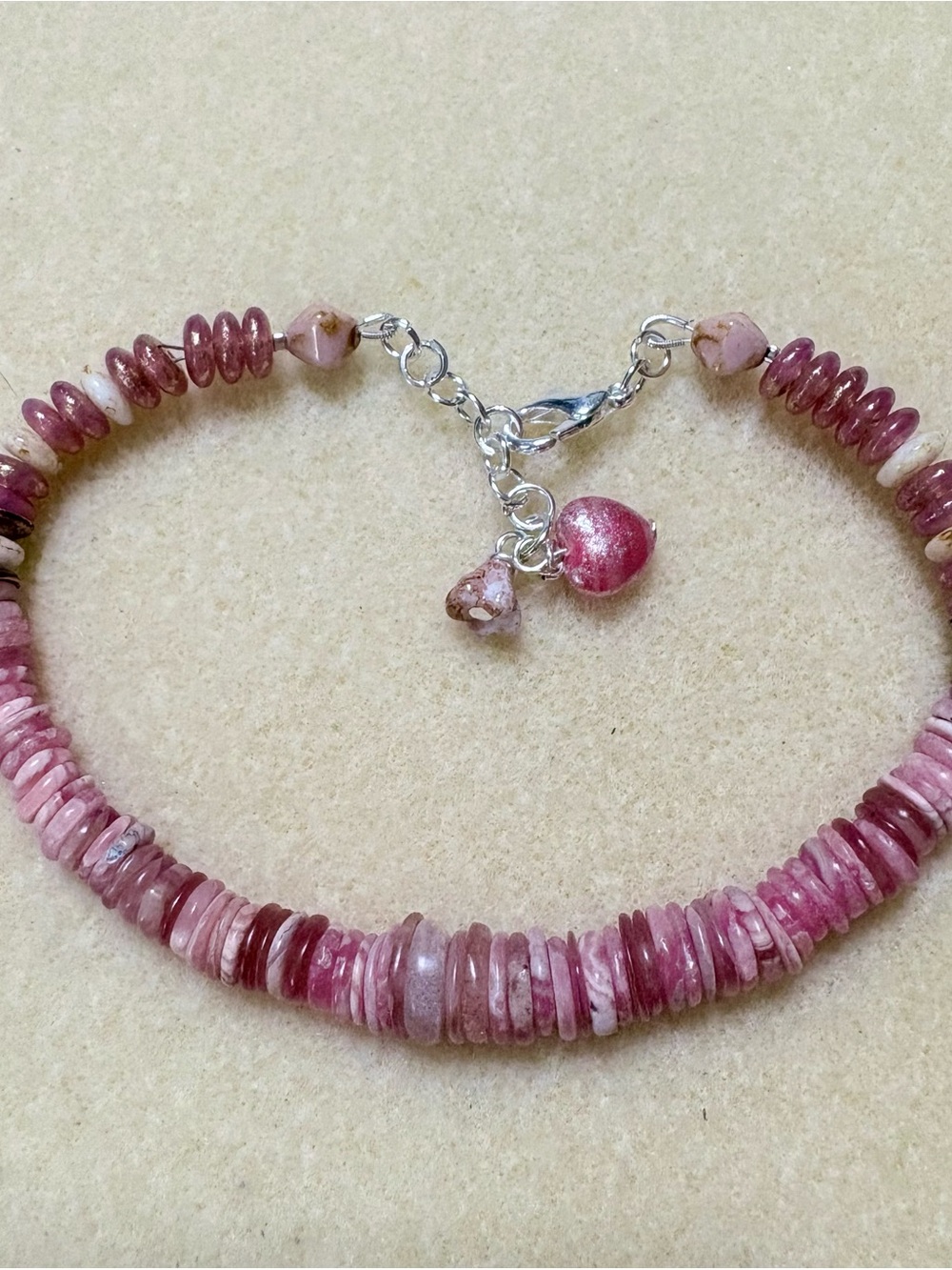 Rhodochrosite rose pink beaded Women's Bracelet